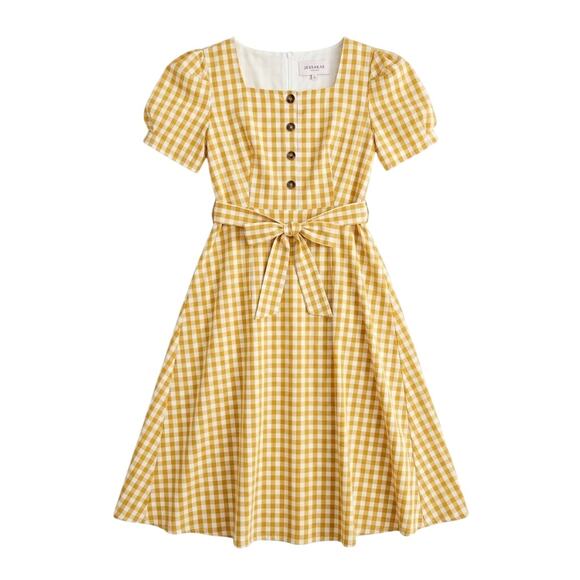 JessaKae Dresses & Skirts - Jessakae Yellow Gingham Midi Dress Size XL